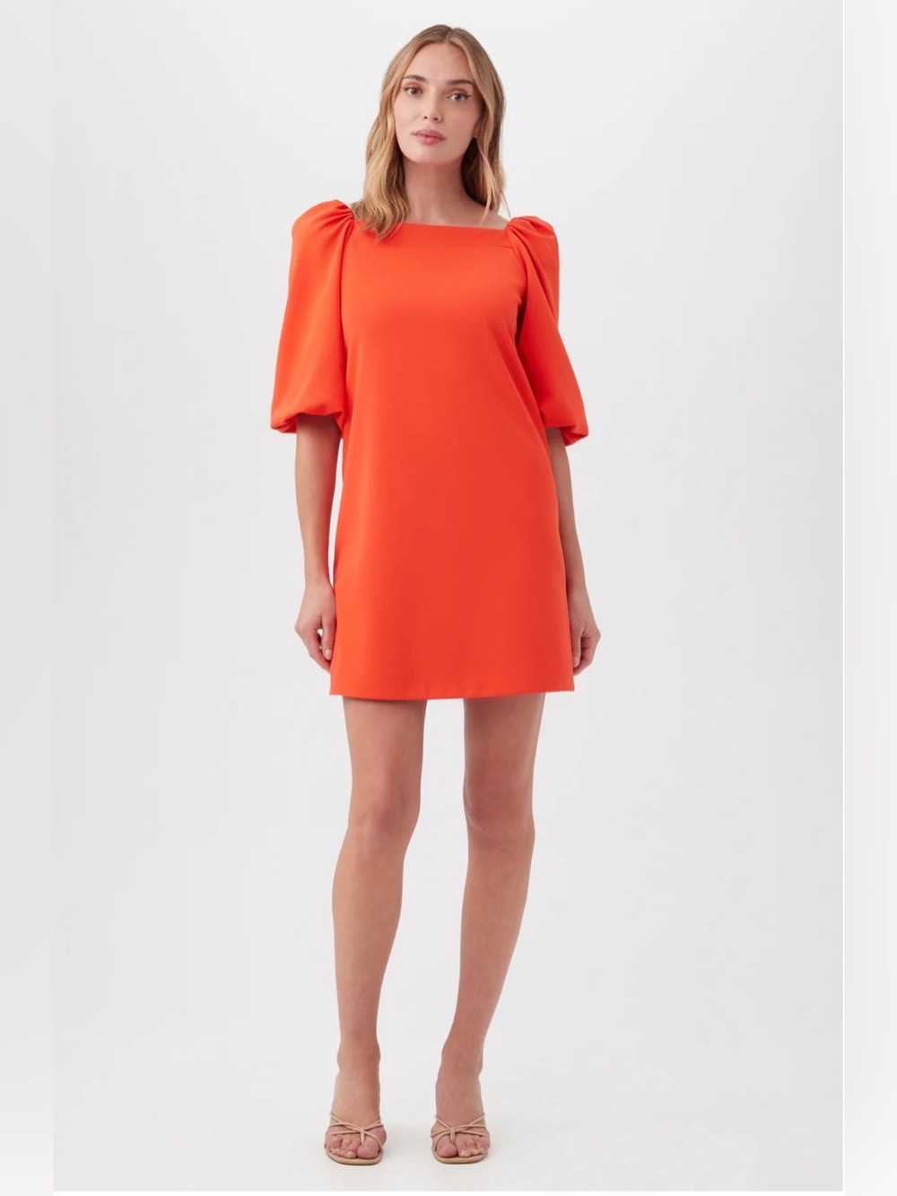 Trina Turk Bright Orange Puff-Sleeve Mini Dress